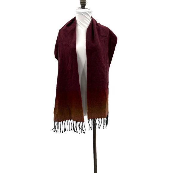 Cashmere Red/Orange Ombre Scarf Made in Scotland Scottish 100% Cashmere Unisex - Picture 3 of 16